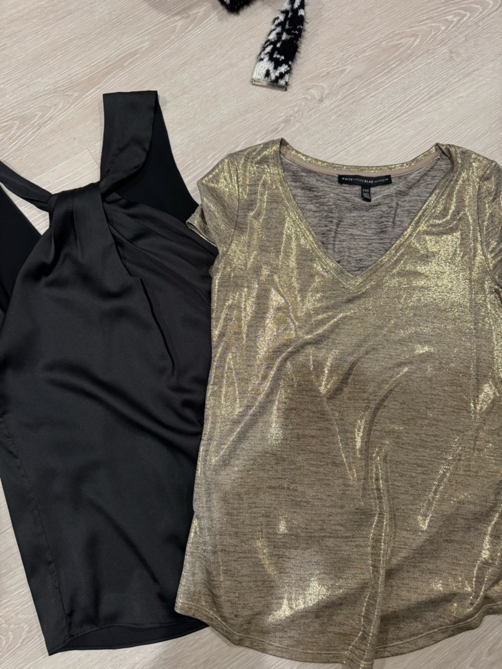 Metallic Gold V-Neck Tee - Shimmery Women's Top and shell